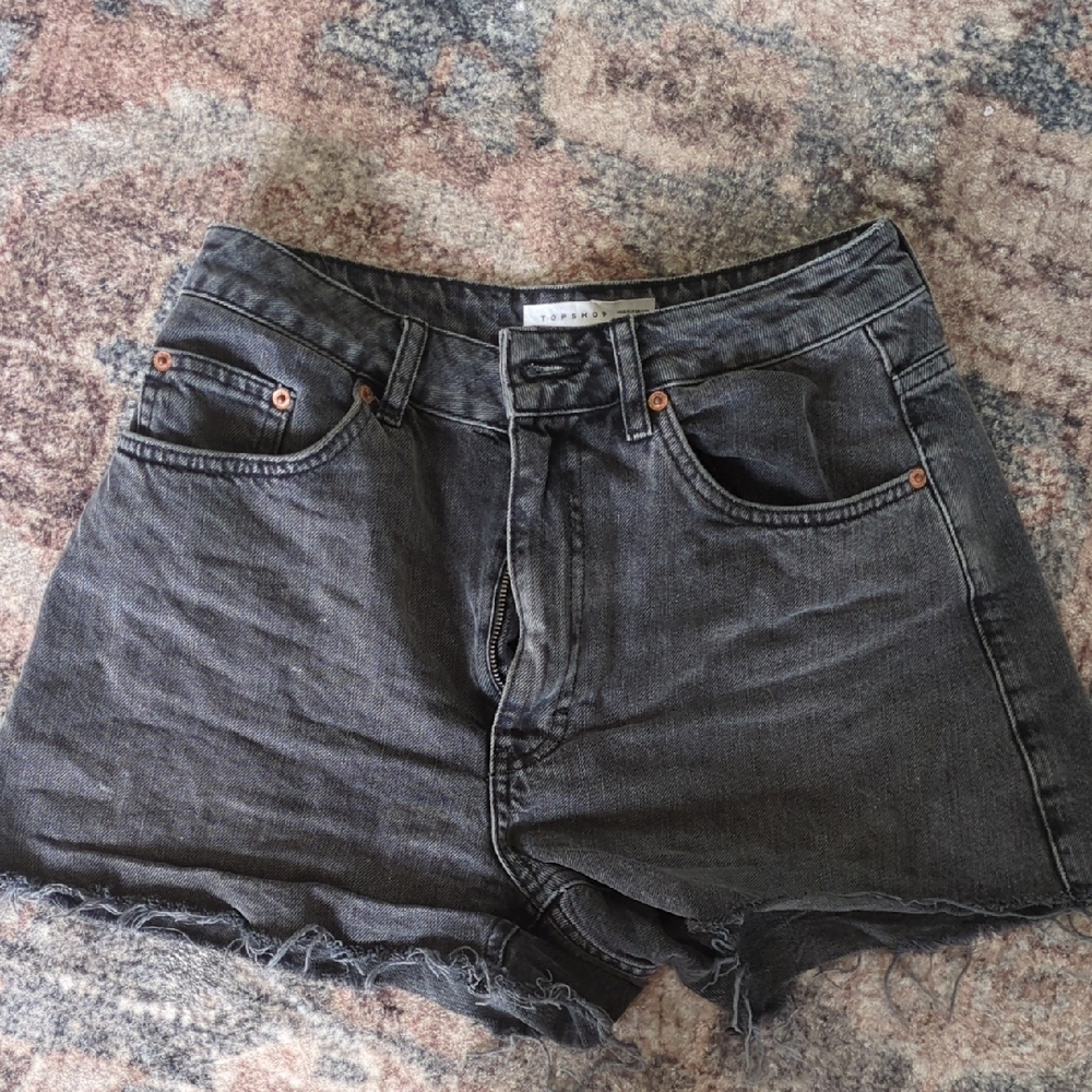 Topshop Black Denim High-Waisted Shorts